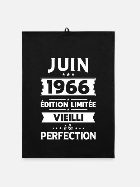 Anniversaire 60 ans - Juin 1966 Perfection - Torchon bio - noir - Devant