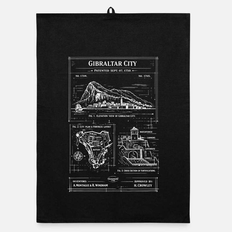 Gibraltar City Blueprint Organic dish towel