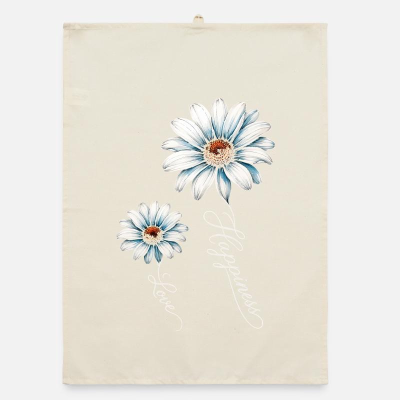 Blaue Gänseblümchen, Glück und Liebe Organic Geschirrtuch