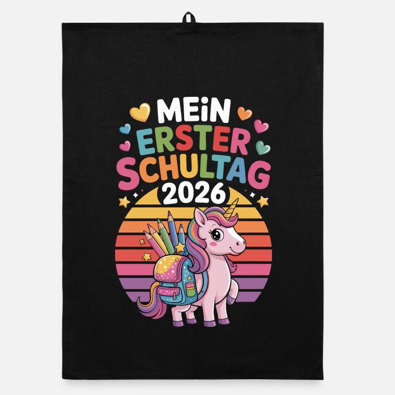  Mein Erster Schultag 2026 Einhorn Schulanfang Organic Geschirrtuch