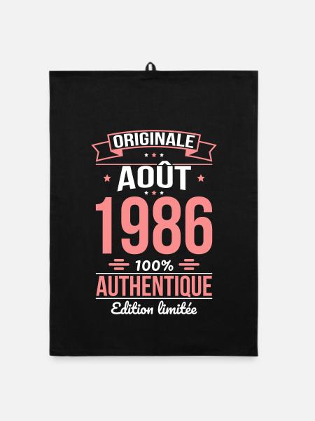 Anniversaire 40 ans - Originale - Août 1986 - Torchon bio - noir - Devant
