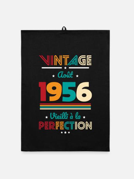 Anniversaire 70 ans - Vintage - Août 1956 - Torchon bio - noir - Devant
