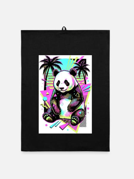 Panda - Organic Geschirrtuch - Schwarz - Vorne