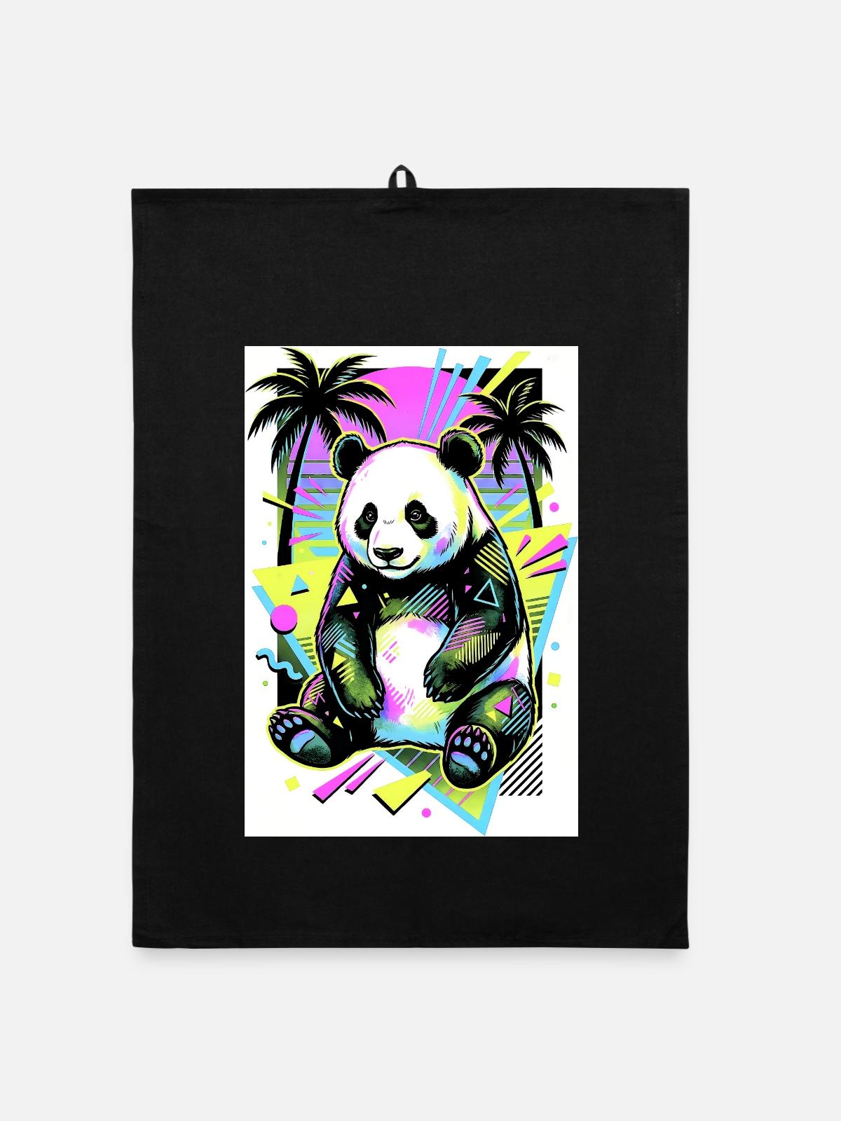 panda - Torchon bio - noir - Devant