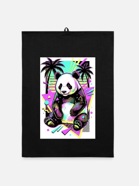 Panda - Organic Geschirrtuch - Schwarz - Vorne
