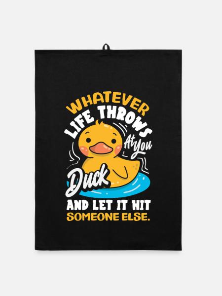 Funny Ducks Motif Ducks Lover Sayings - Organic dish towel - black - Front