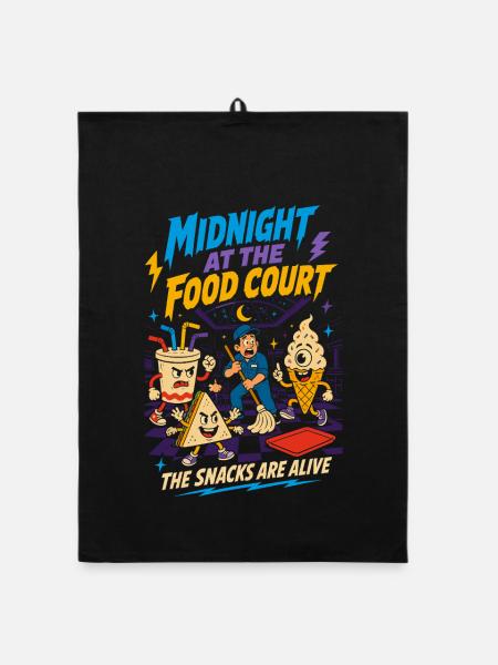 Midnight Food Court Vibrant Snacks - Organic dish towel - black - Front