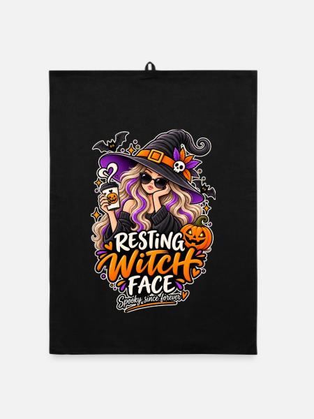 ⚫ Resting Witch Face – Coole Hexe - Organic Geschirrtuch - Schwarz