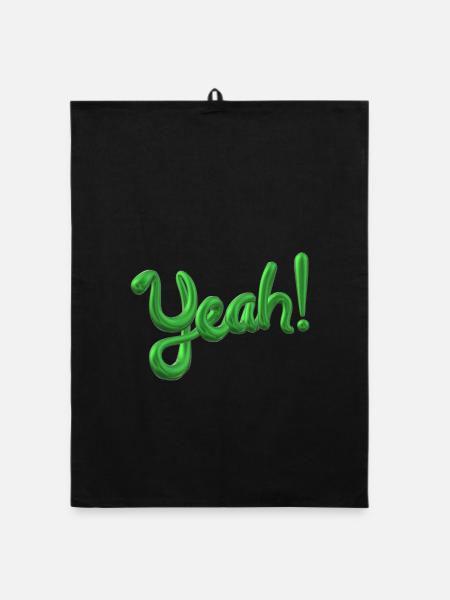 Yeah ✅ Bin motiviert! Yes-Funktion Design - Organic Geschirrtuch - Schwarz - Vorne