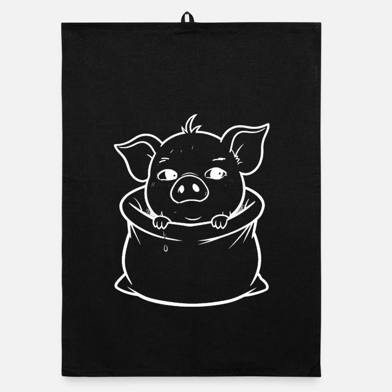 Petit cochon dans le sac Torchon bio