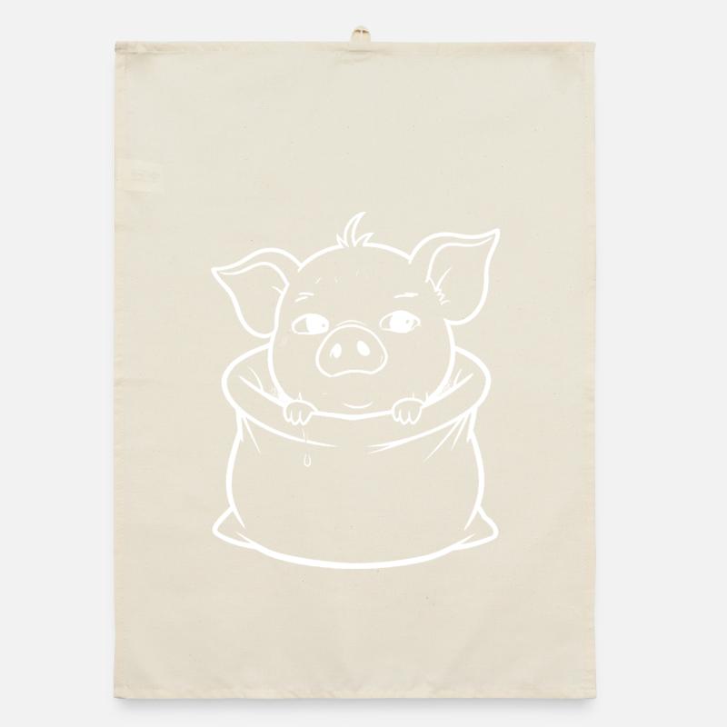 Petit cochon dans le sac Torchon bio