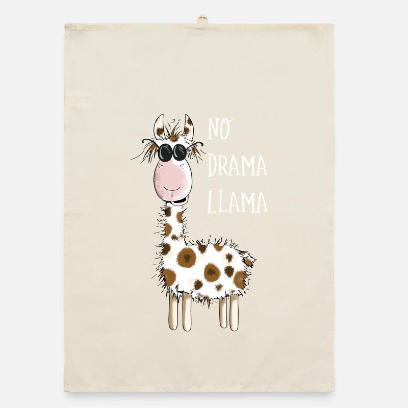 No Drama Llama - Lama Mit Sonnenbrille - Fun Comic Organic Geschirrtuch