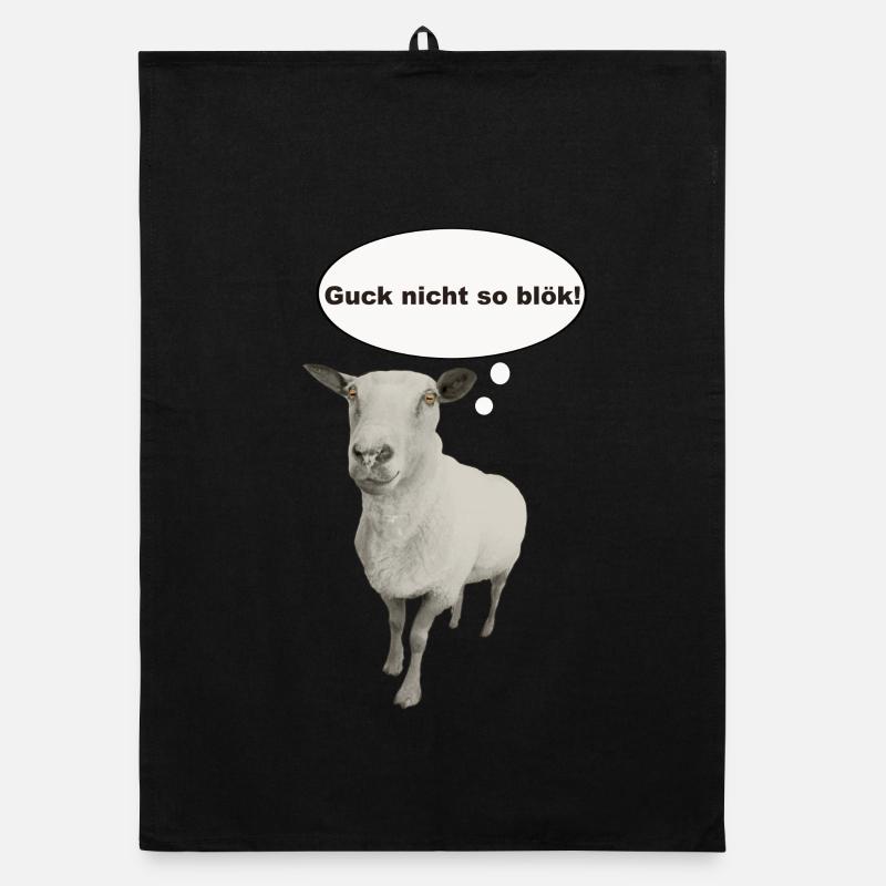 Guck nicht so blök Schaf Cartoon - Organic Geschirrtuch - Schwarz