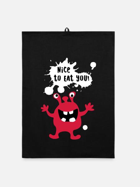 Monster Cool Comics Quotes Funny Fun - Organic dish towel - black - Front