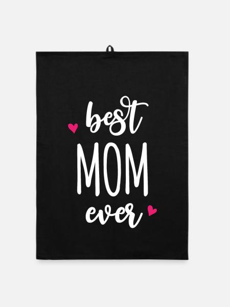 Best Mom Ever - Organic dish towel - black - Front