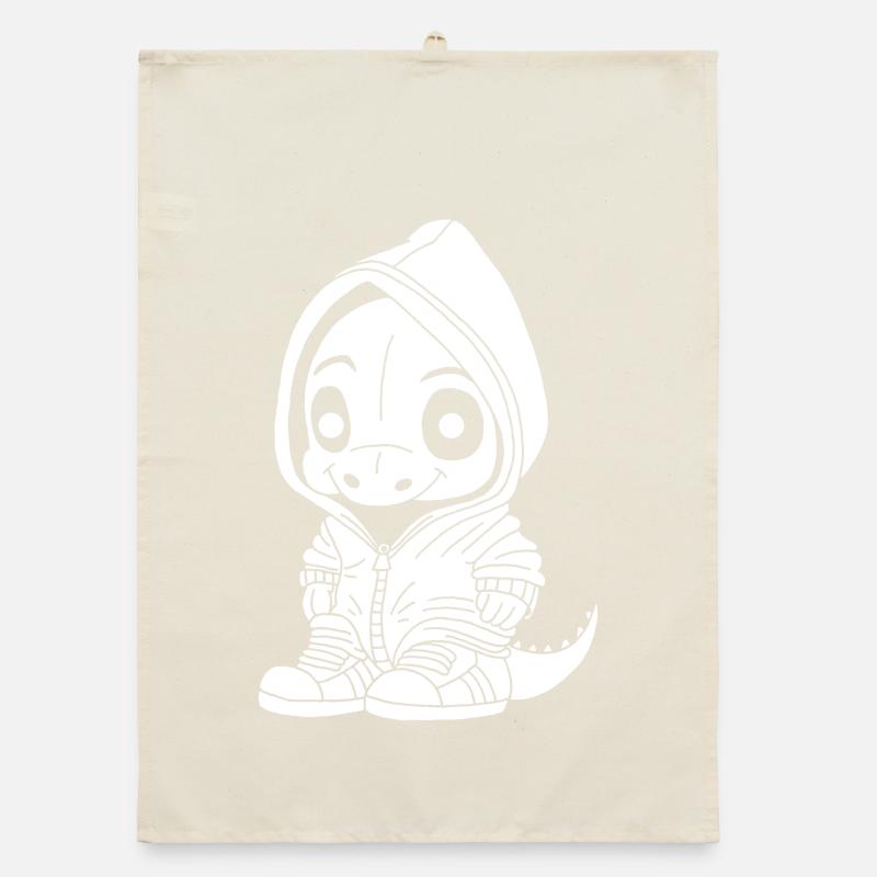Small Dinosaur (White) Organic dish towel