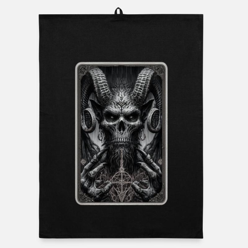 Dämon mit Hörnern und Pentagramm Organic Geschirrtuch