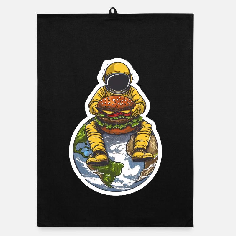 Astronaut freut sich über seinen Burger im All Organic Geschirrtuch