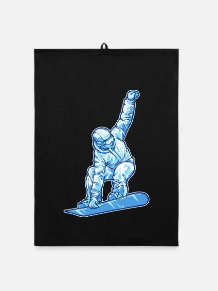 Schifahren Wintersport Eishockey Winter Skifahrer - Organic Geschirrtuch - Schwarz - Vorne