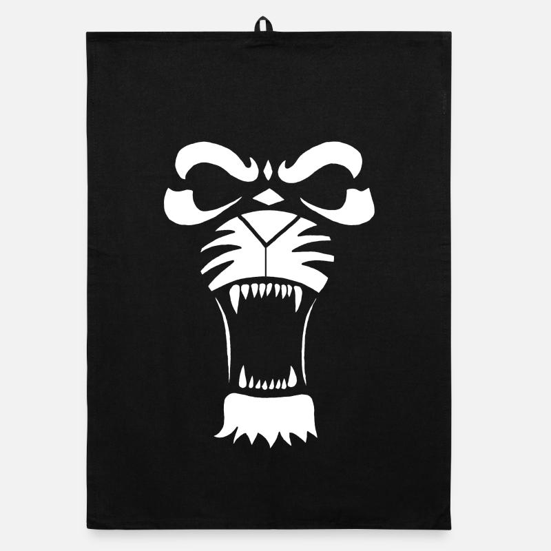 Lion ou tigre prédateur (blanc) Torchon bio