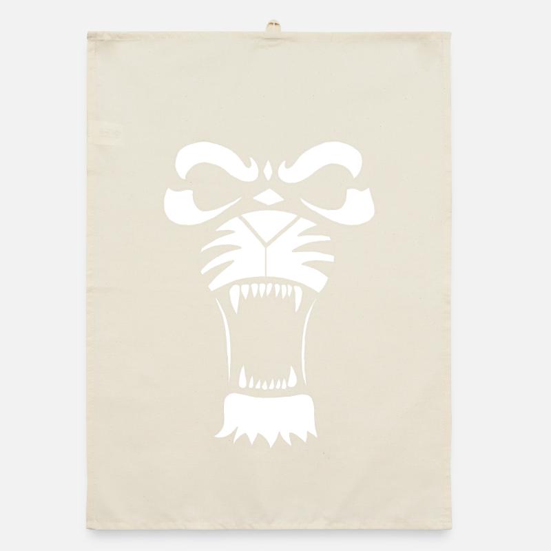 Predatory Lion or Tiger (White) Organic dish towel