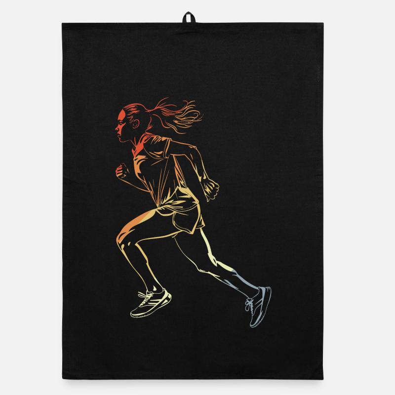 Dessin de coureur style rétro Torchon bio