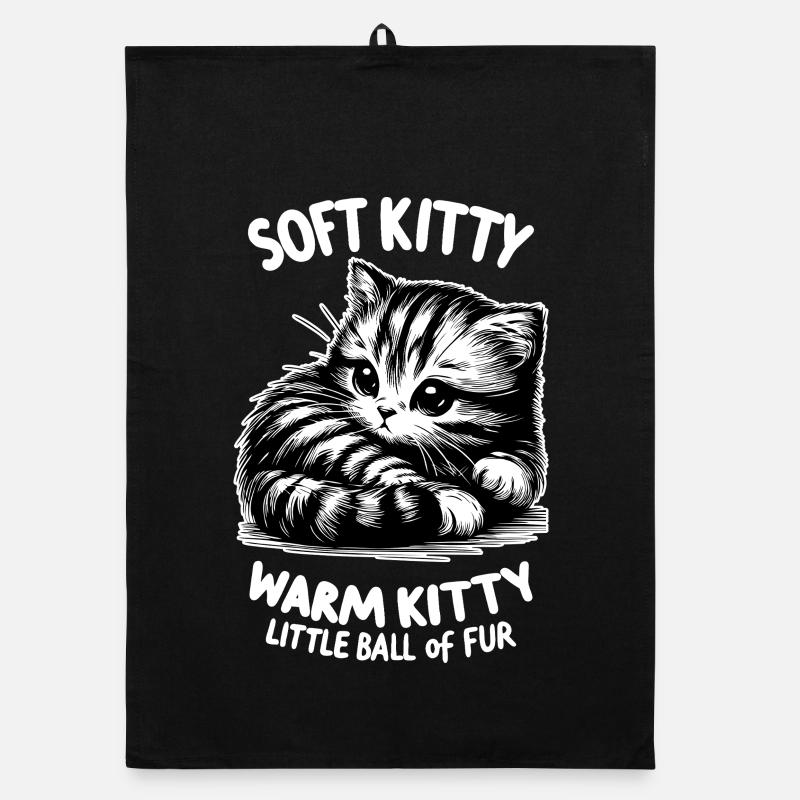 Soft Kitty (dark) - Organic dish towel - black