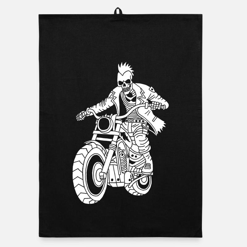 Motard de l'enfer (blanc) Torchon bio