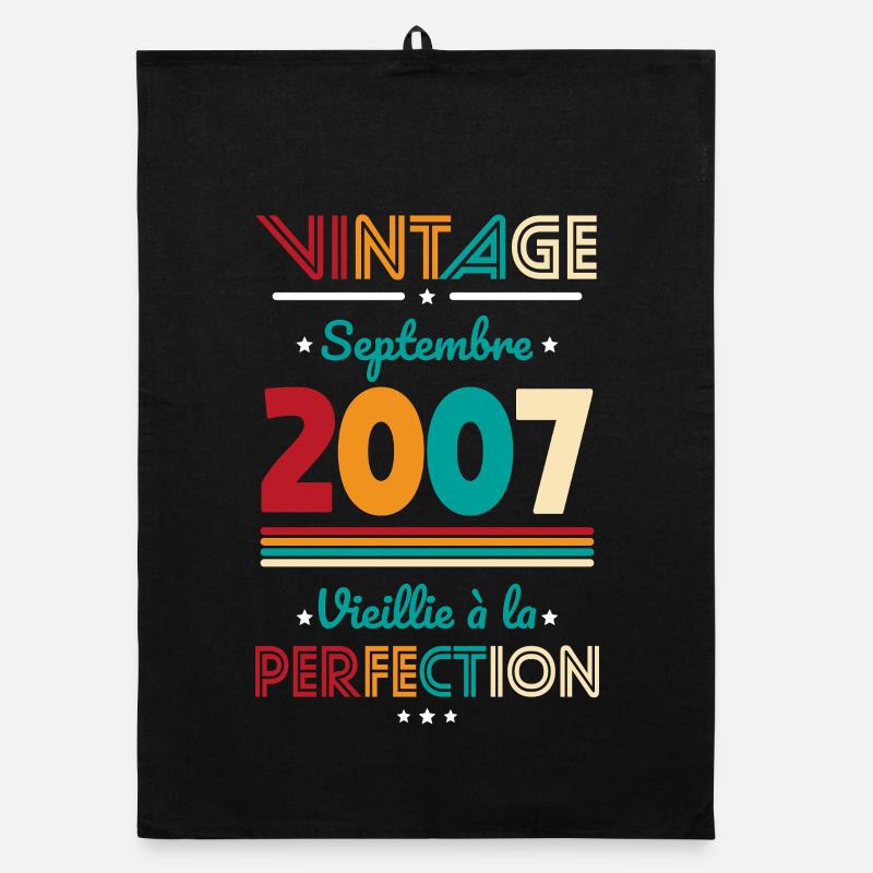 18th Birthday - Vintage - September 2007 Organic dish towel