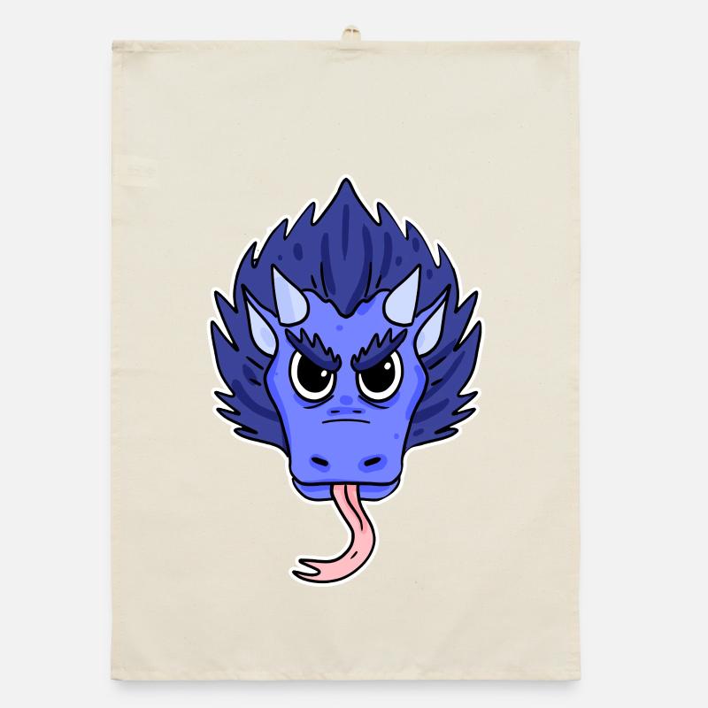 Cartoon Drache Blau Organic Geschirrtuch