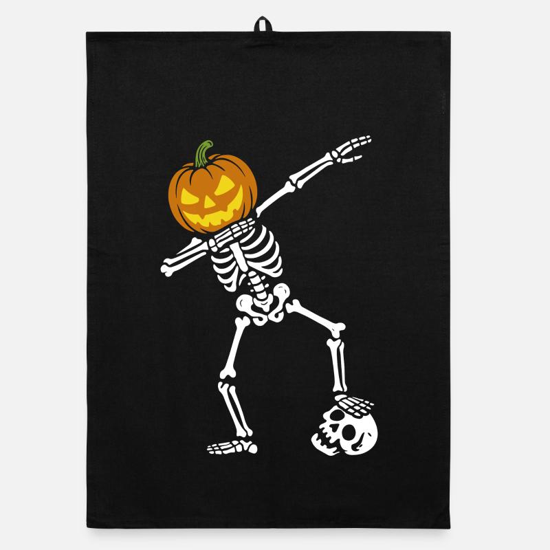 Squelette de danse d'Halloween avec crâne Torchon bio