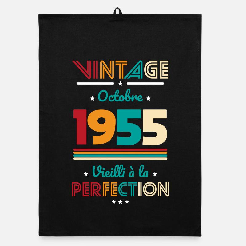 Anniversaire 70 ans - Vintage - Octobre 1955 Torchon bio