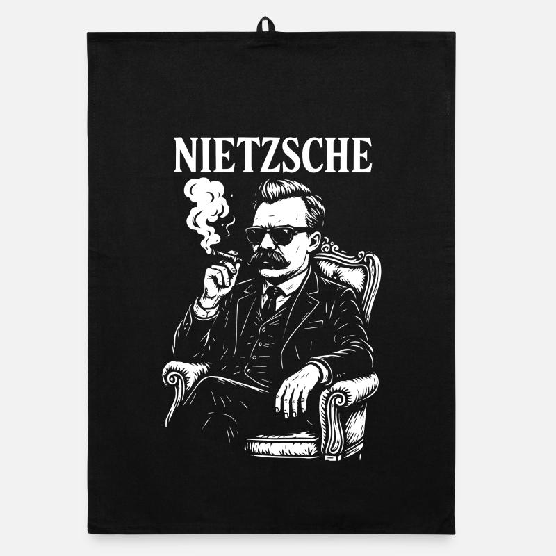 Nietzsche smoking a cigar as a mafia guru Organic dish towel