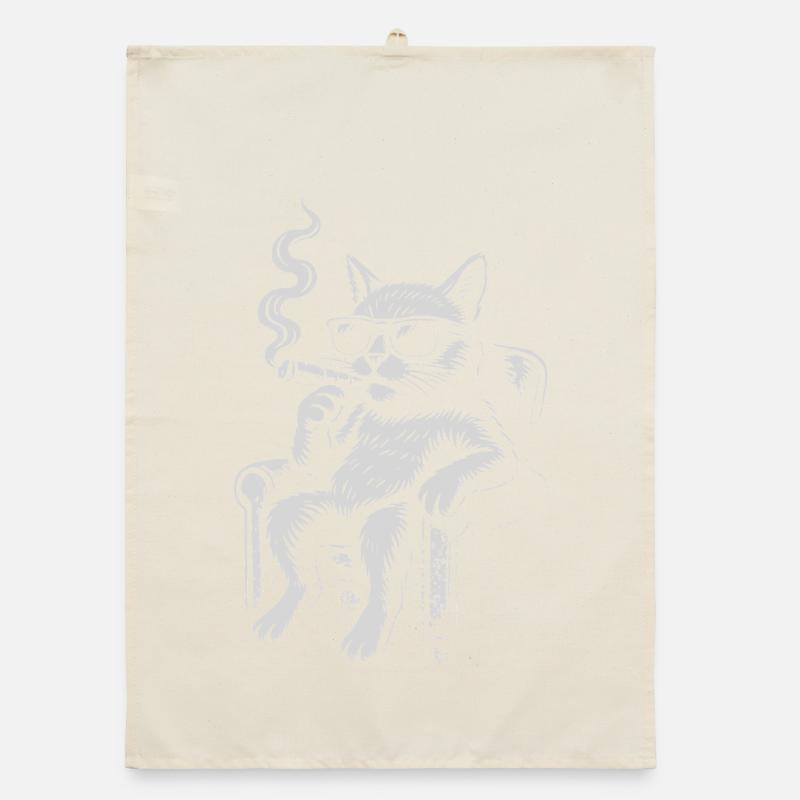 Coole Katzenliege mit Zigarre Organic Geschirrtuch