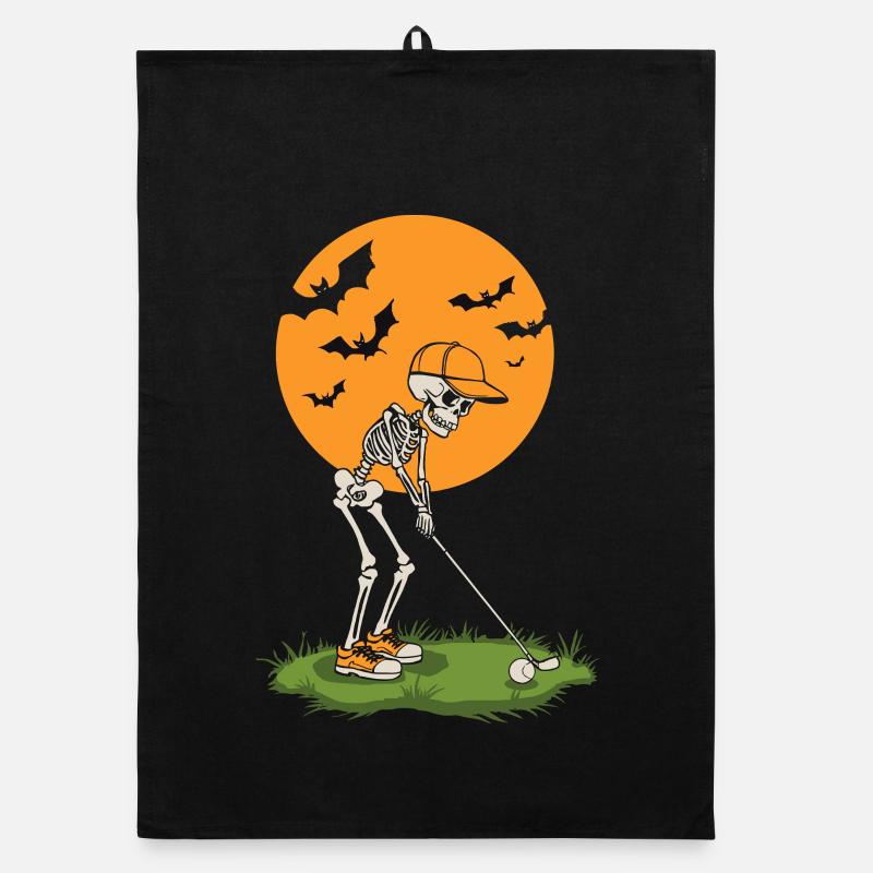 Skeleton Golf bei Mondschein Organic Geschirrtuch