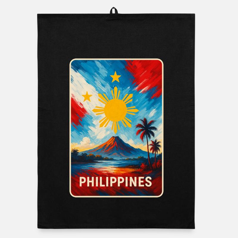 Conception des drapeaux des Philippines Torchon bio