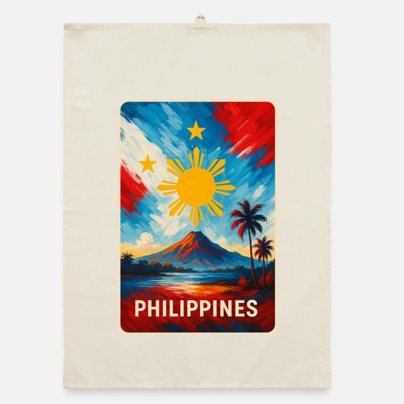 Philippines Flags Design Organic dish towel