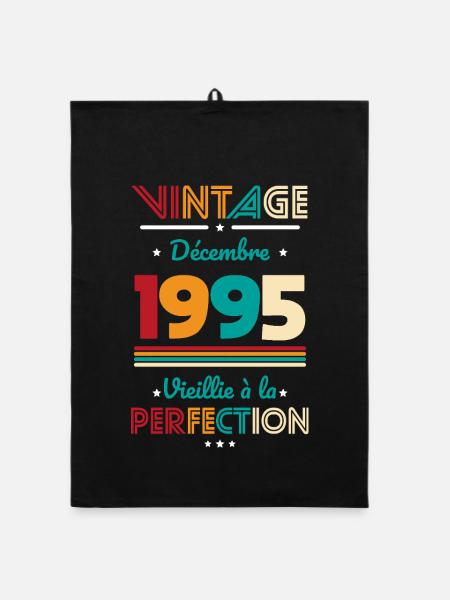 30 Years Anniversary - Vintage - December 1995 - Organic dish towel - black - Front