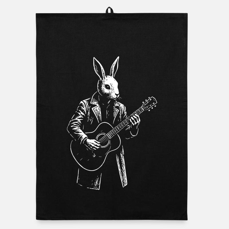 Lapin Guitariste en manteau Torchon bio