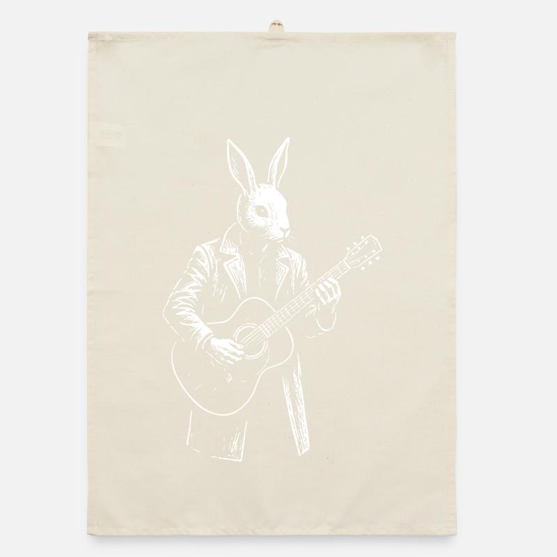 Rabbit Gitarrist im Mantel Organic Geschirrtuch