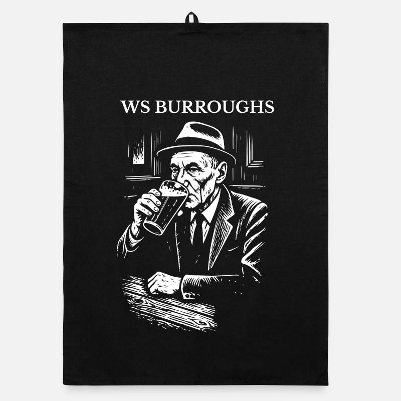 L’écrivain américain WS Burroughs boit de la bière dans un pub Torchon bio