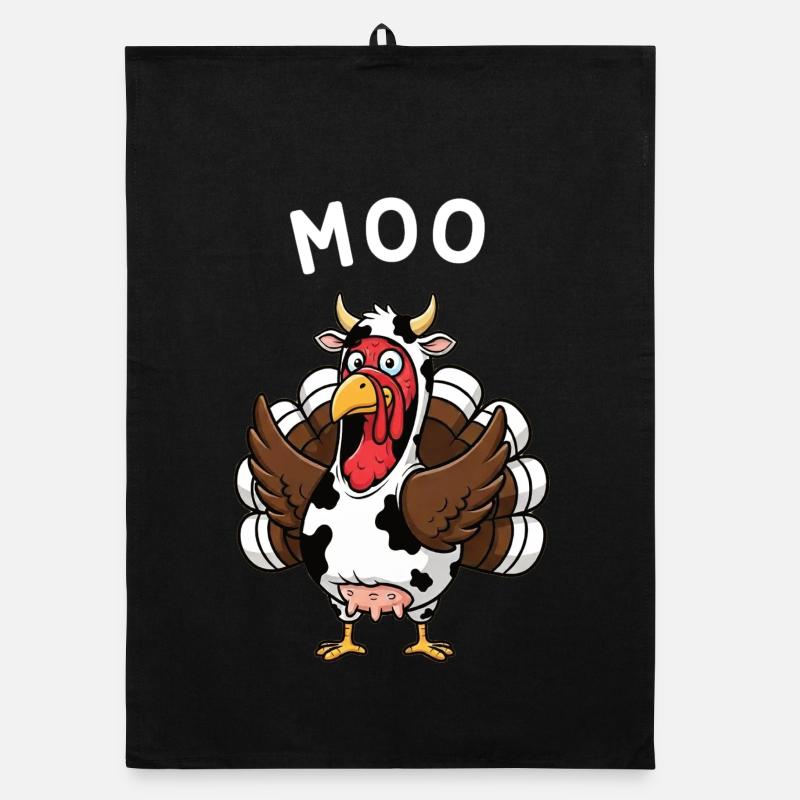 Dinde Moo Drôle Vache de Noël Torchon bio