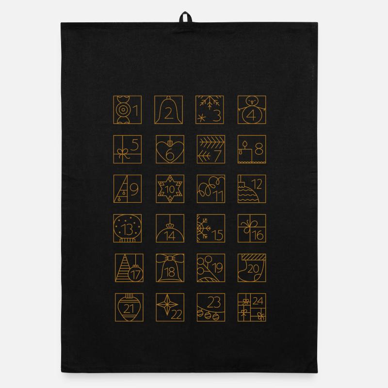 Advent Calendar Gold Checkered Geometric Pattern Organic dish towel