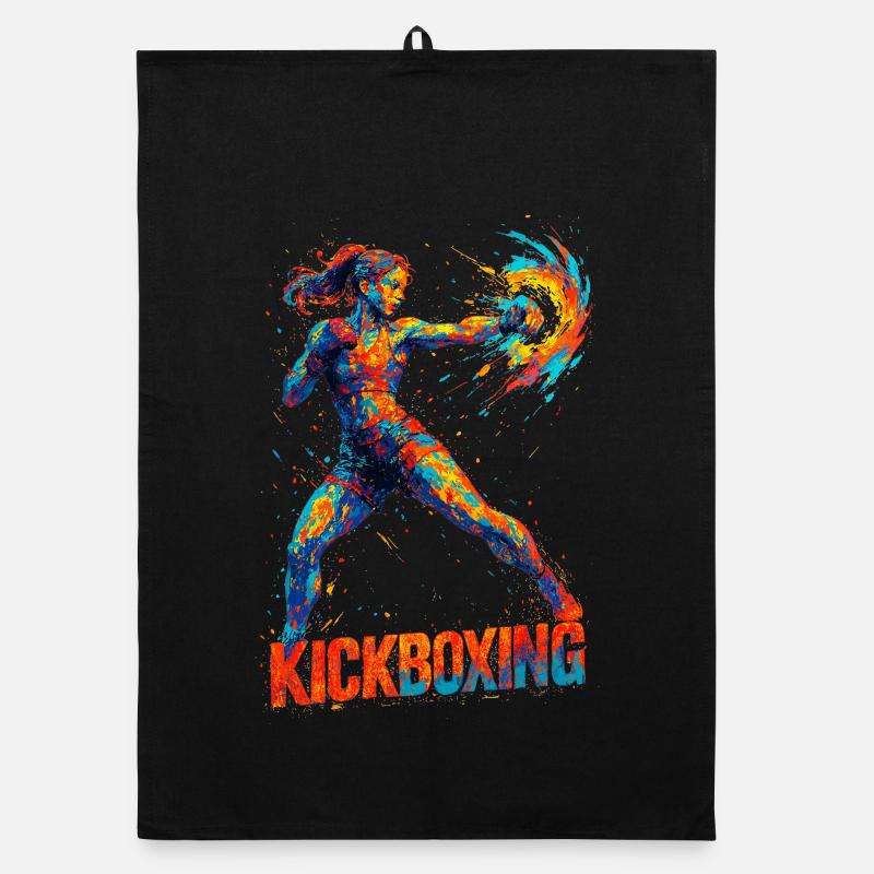 Kickboxer Cool Abstrait Power Kickboxing Cadeau Torchon bio
