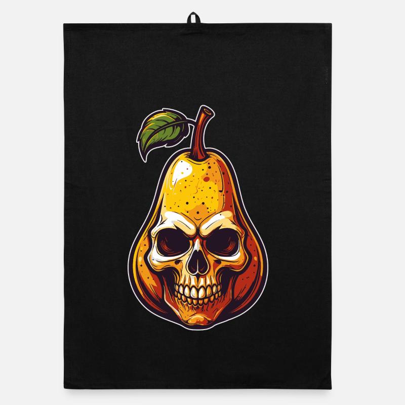 Birnen Skull Comic Style Organic Geschirrtuch