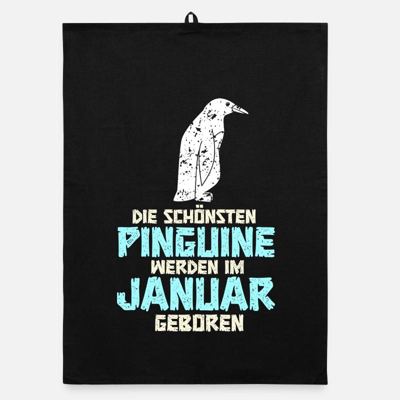 Anniversaire de janvier du manchot qui dit drôle Torchon bio