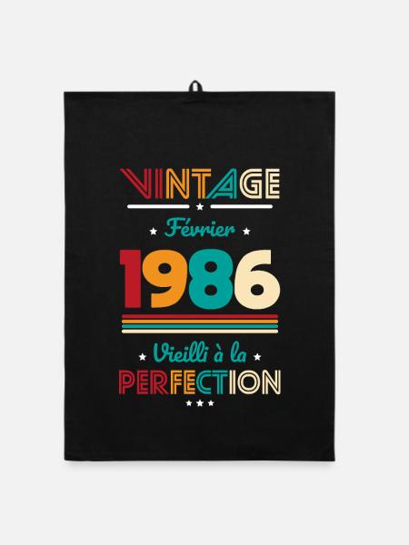 Anniversaire 40 ans - Vintage - Février 1986 - Torchon bio - noir - Devant