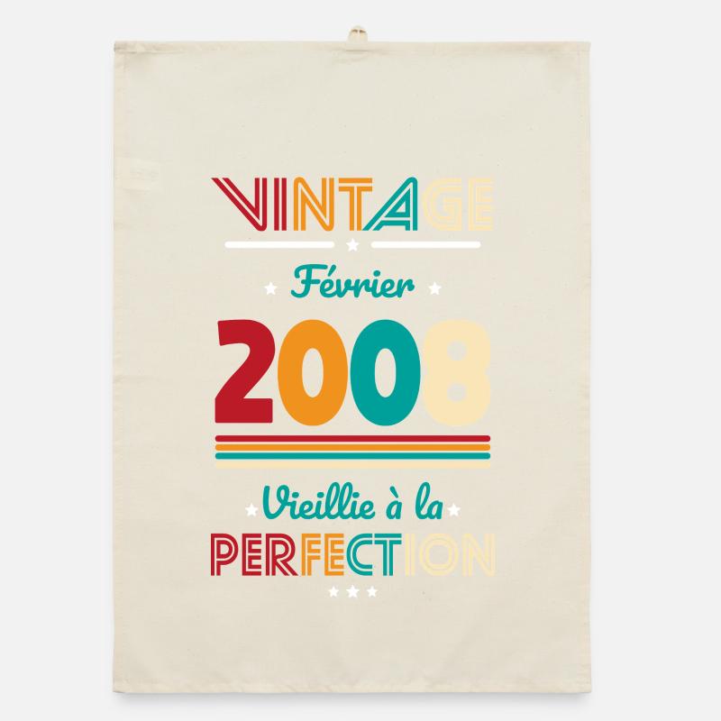 18th Birthday - Vintage - February 2008 Organic dish towel
