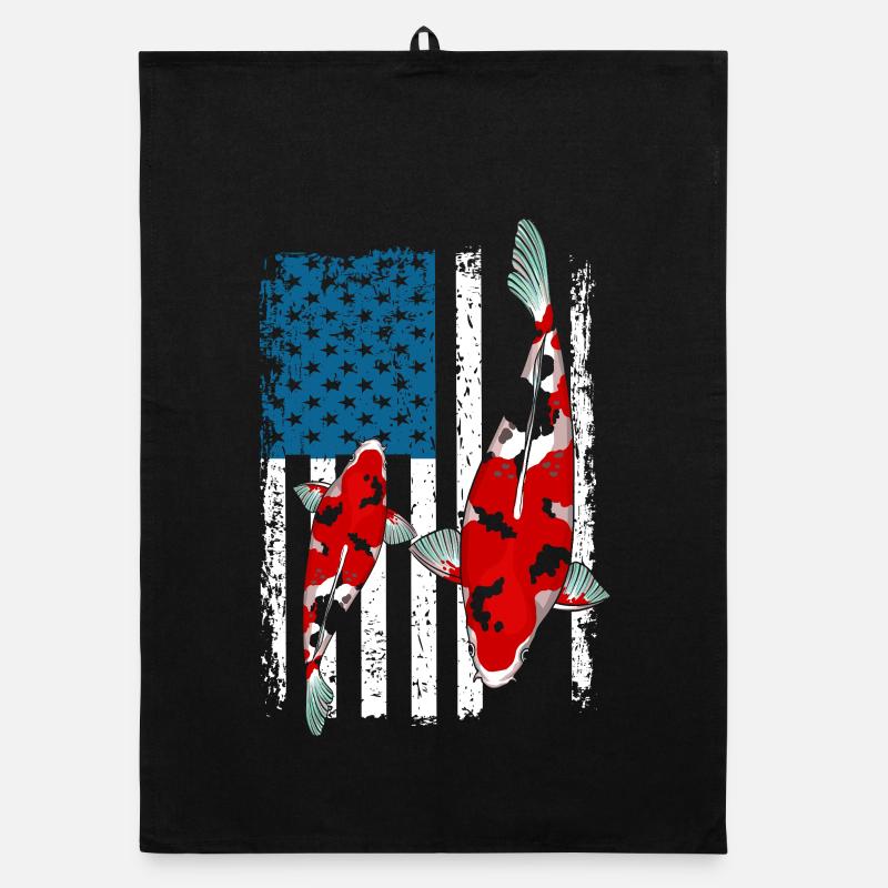 Patriotic Koi Fish USA Drapeau Pond Life Pride Torchon bio