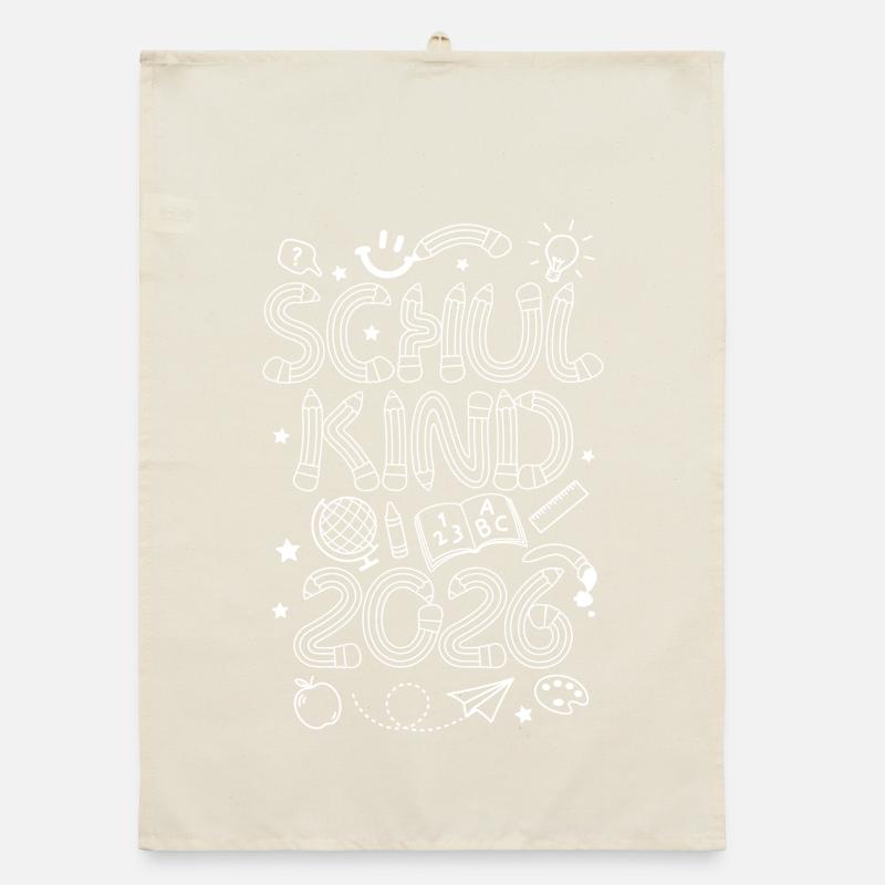 Schulkind 2026 Buntstifte Einschulung Schulanfang Organic Geschirrtuch